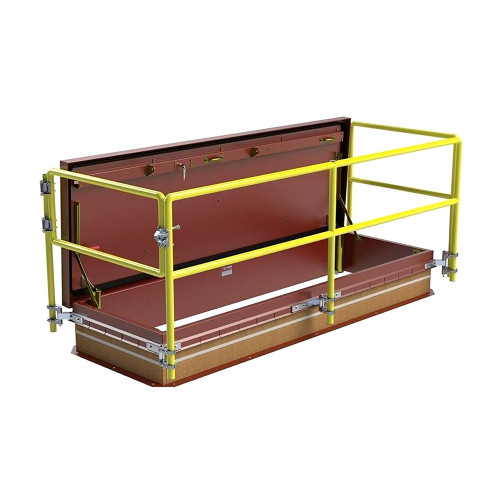 30 x 96 Service Stair Access Thermally Broken Roof Hatch Safety Railing System Best Access Doors Canada