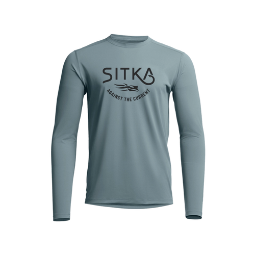 Sitka Radiant graphic long sleeve crew shirt Gravel Blue Hooked