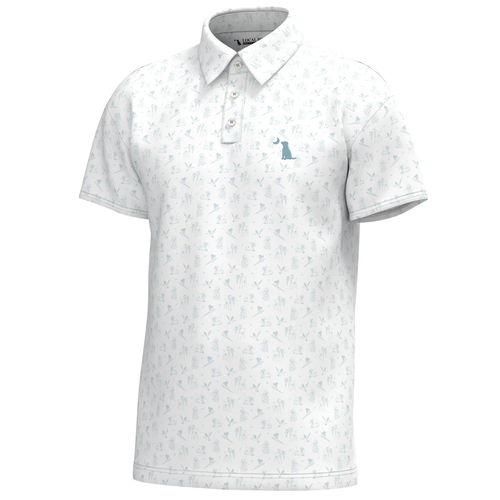 Local Boy Youth Dirty Myrtle Polo with Dog & Moon logo White Ultimate Retrieve