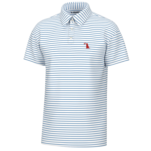 Local Boy Edisto Polo with Dog & Moon logo Marina/White