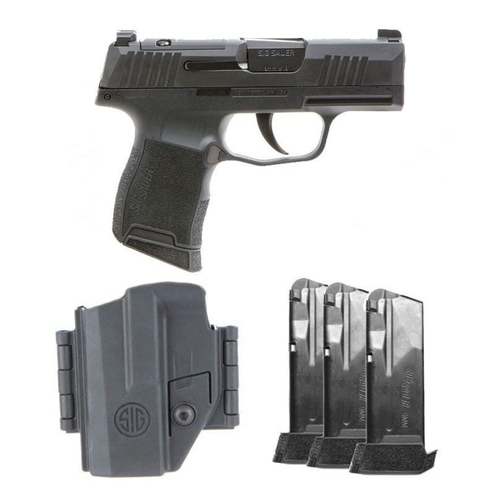 SIG Sauer P365 TacPac black 9mm pistol with holster