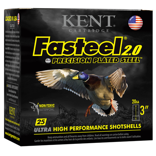Kent Fasteel 2.0 20 Gauge 3-inch 7/8 oz #3 steel shot ammunition case
