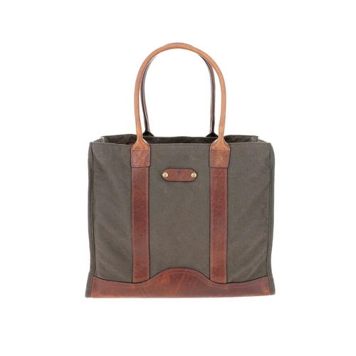 Tom Beckbe Canvas Carryall Bag with waxed Field Canvas and leather handles Bark
