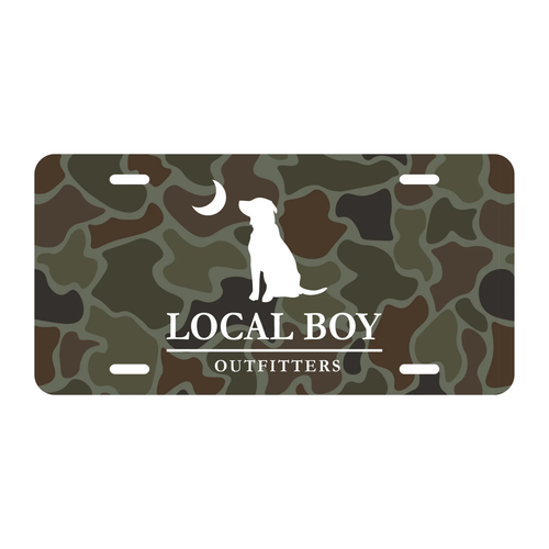 Local Boy Dog Moon aluminum decorative license plate