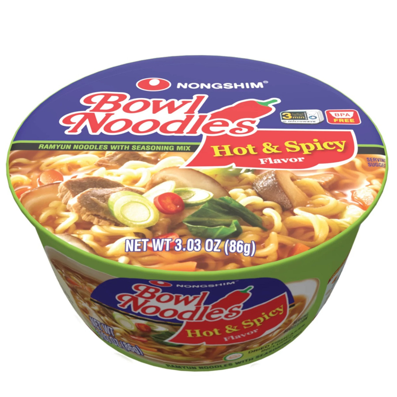 Instant Hot and Spicy Bowl Noodles Chicken Flavor with Chili Sauce