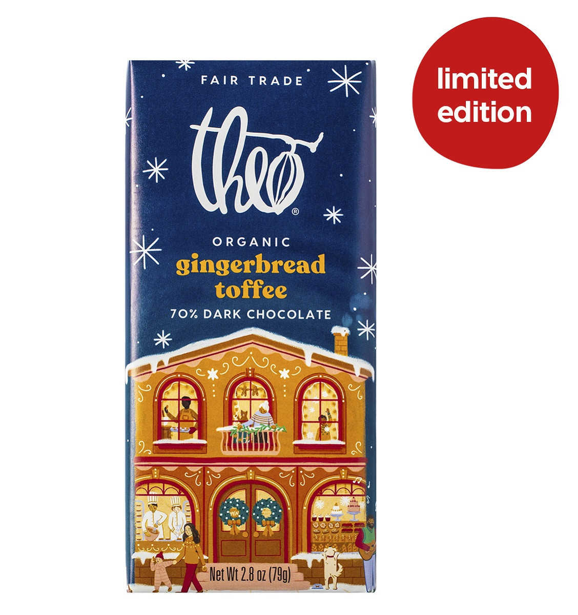 THEO 70% GINGERBREAD TOFFEE CHOCOLATE BAR | MARINA MARKET