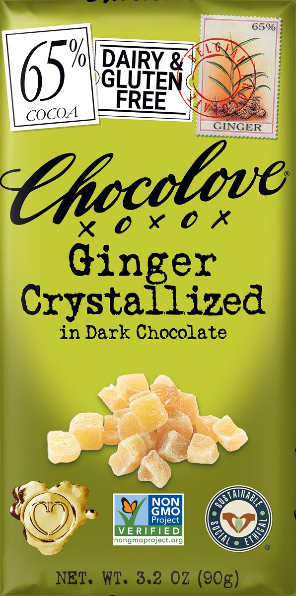 CHOCOLOVE 65% DARK CHOCOLATE WITH CRYSTALLIZED GINGER | MARINA MARKET