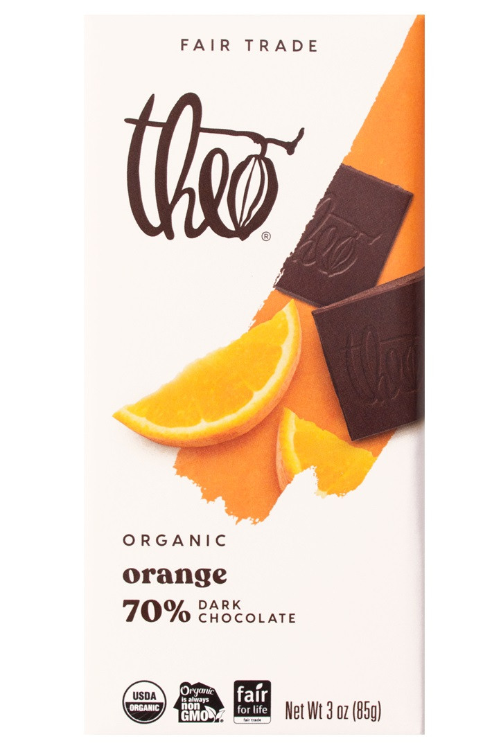 THEO ORANGE 70% DARK CHOCOLATE BAR | MARINA MARKET