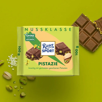RITTER SPORT MILK CHOCOLATE PISTACHIO
