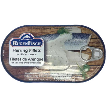 RUGENFISCH HERRING FILLETS IN WHITE WINE SAUCE 200g - Marina Market