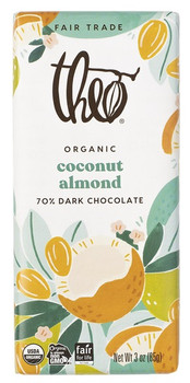 THEO ORGANIC COCONUT ALMOND 70% DARK CHOCOLATE BAR 3oz