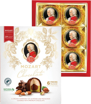 REBER MOZART DARK CHOCOLATE KUGELN GIFT BOX 6Pc 120g