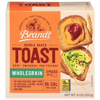 BRANDT DOUBLE BAKED TOAST ZWIEBACK RUSK 225g