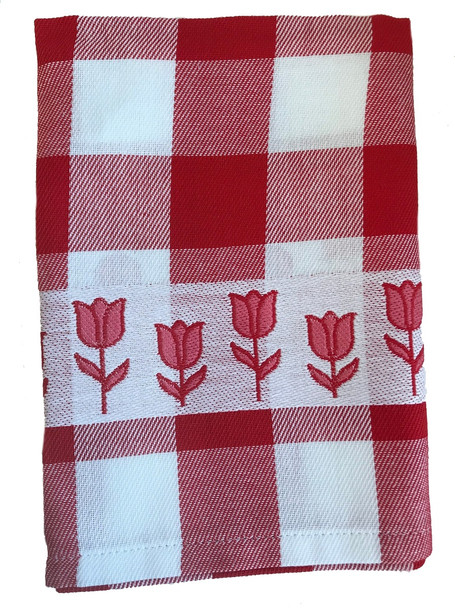 TEA TOWEL RED TULIPS 60 X 65cm