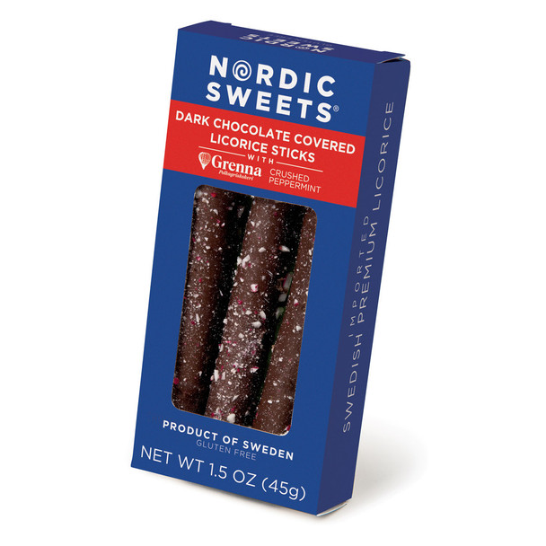 NORDIC SWEETS CHOCOLATE LICORICE PEPPERMINT STICKS