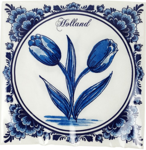 NAPKINS BLUE TULIP ON A TILE 20ct