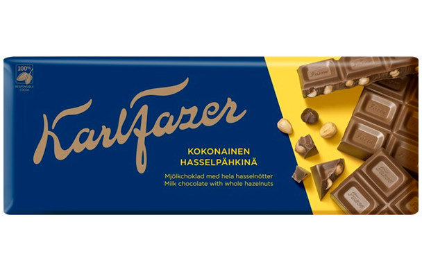 FAZER WHOLE HAZELNUT MILK CHOCOLATE BAR 200g