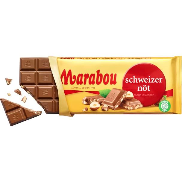 MARABOU SCHWEIZERNOT MILK CHOCOLATE WITH HAZELNUTS 100g