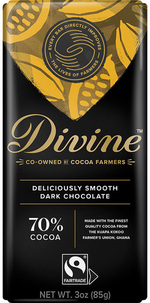 DIVINE 70% DARK CHOCOLATE BAR 85g