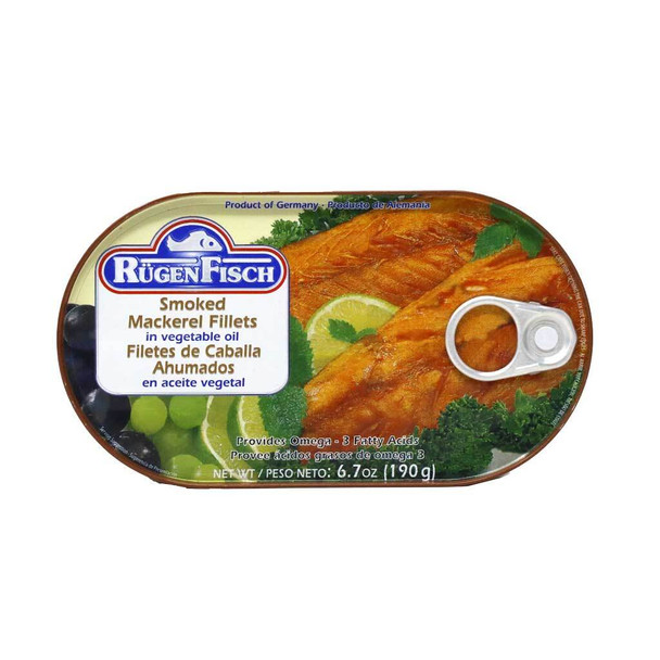 SMOKED MACKEREL FILLETS IN VEGETABLE OIL 190g