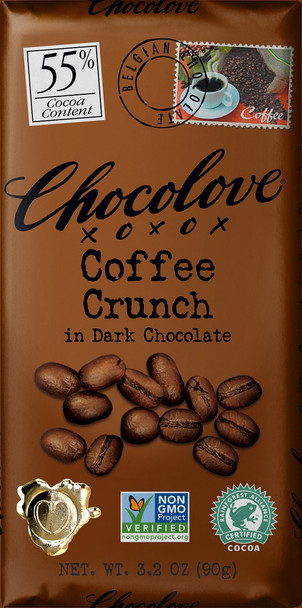 CHOCOLOVE COFFEE CRUNCH IN 55% DARK CHOCOLATE 90g