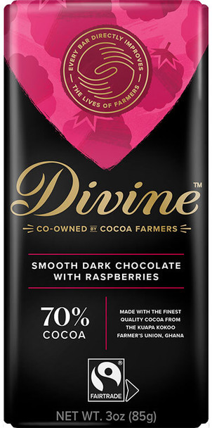 DIVINE 70% DARK CHOCOLATE WITH RASPBERRIES 85g