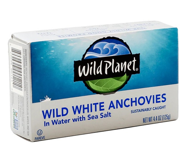 WILD PLANET WILD WHITE ANCHOVIES IN WATER WITH SEA SALT 125g