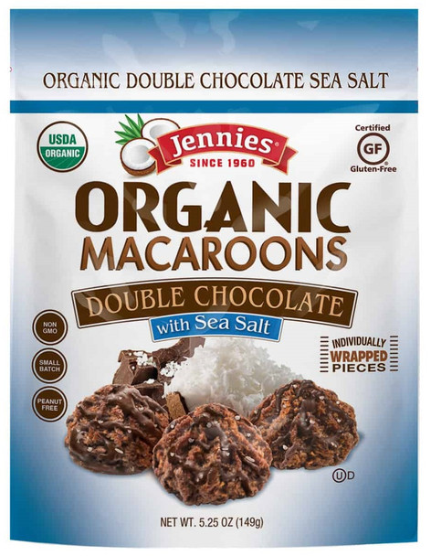 JENNIES ORGANIC DOUBLE CHOCOLATE MACAROONS WITH SEA SALT 149g