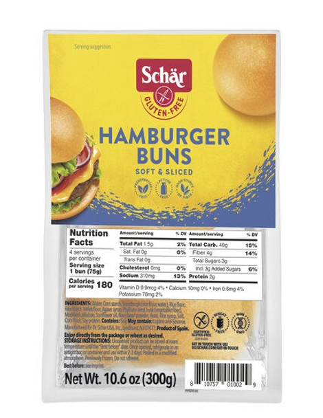 SCHAR GLUTEN FREE HAMBURGER BUNS 4-PACK 300g