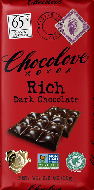 CHOCOLOVE 65% RICH DARK CHOCOLATE 90g