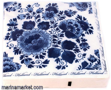 DELFT NAPKINS BLUE FLOWERS 20--PACK - Marina Market