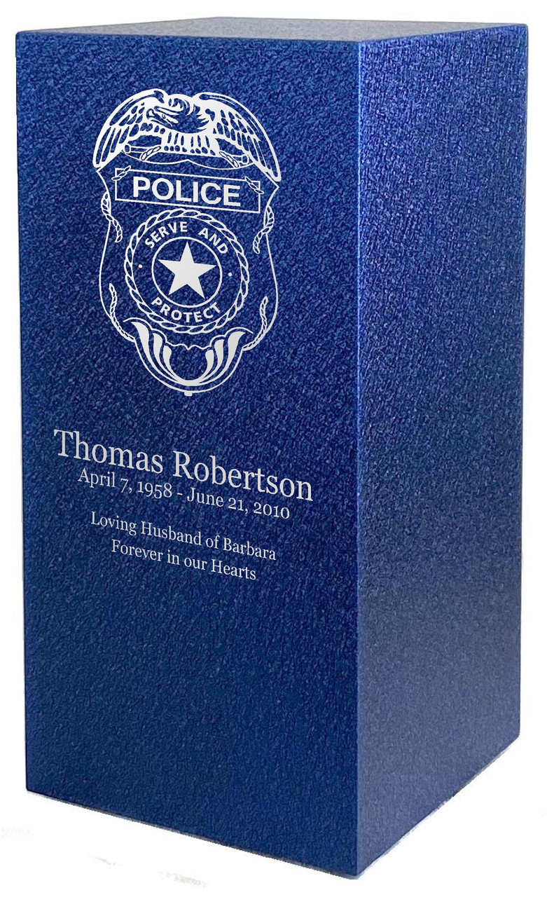 PERSONALIZED DL Custom Engraved Police Cremation Urn Vault by Amaranthine Urns, made in the USA