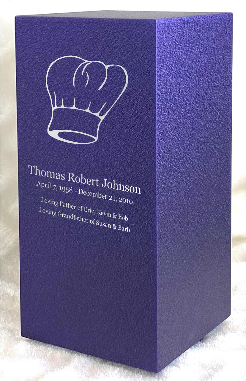 PERSONALIZED DL Custom Engraved Cooking Cremation Urn Vault by Amaranthine Urns, made in the USA