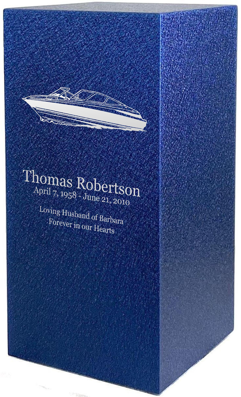 PERSONALIZED DL Custom Engraved Motor Boat Cremation Urn Vault by Amaranthine Urns, made in the USA