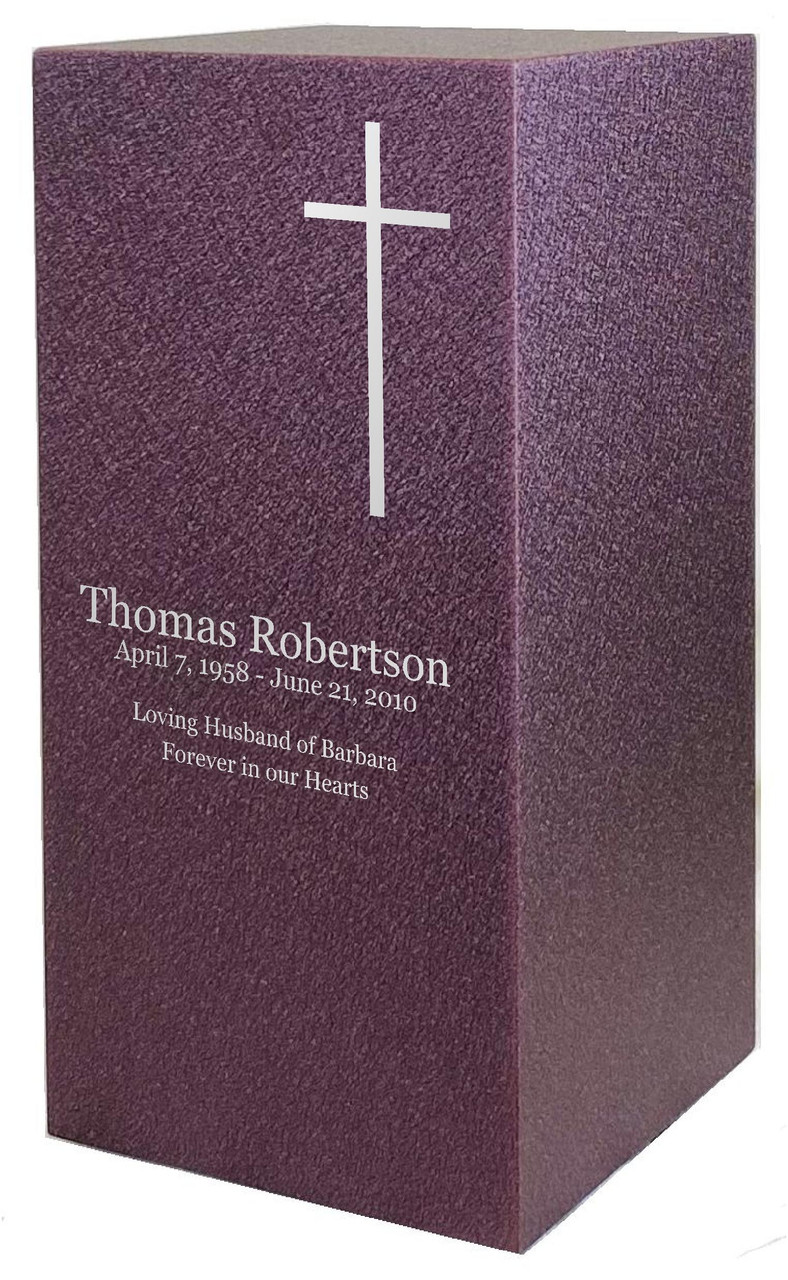 PERSONALIZED DL Custom Engraved Cross Cremation Urn Vault by Amaranthine Urns, made in the USA