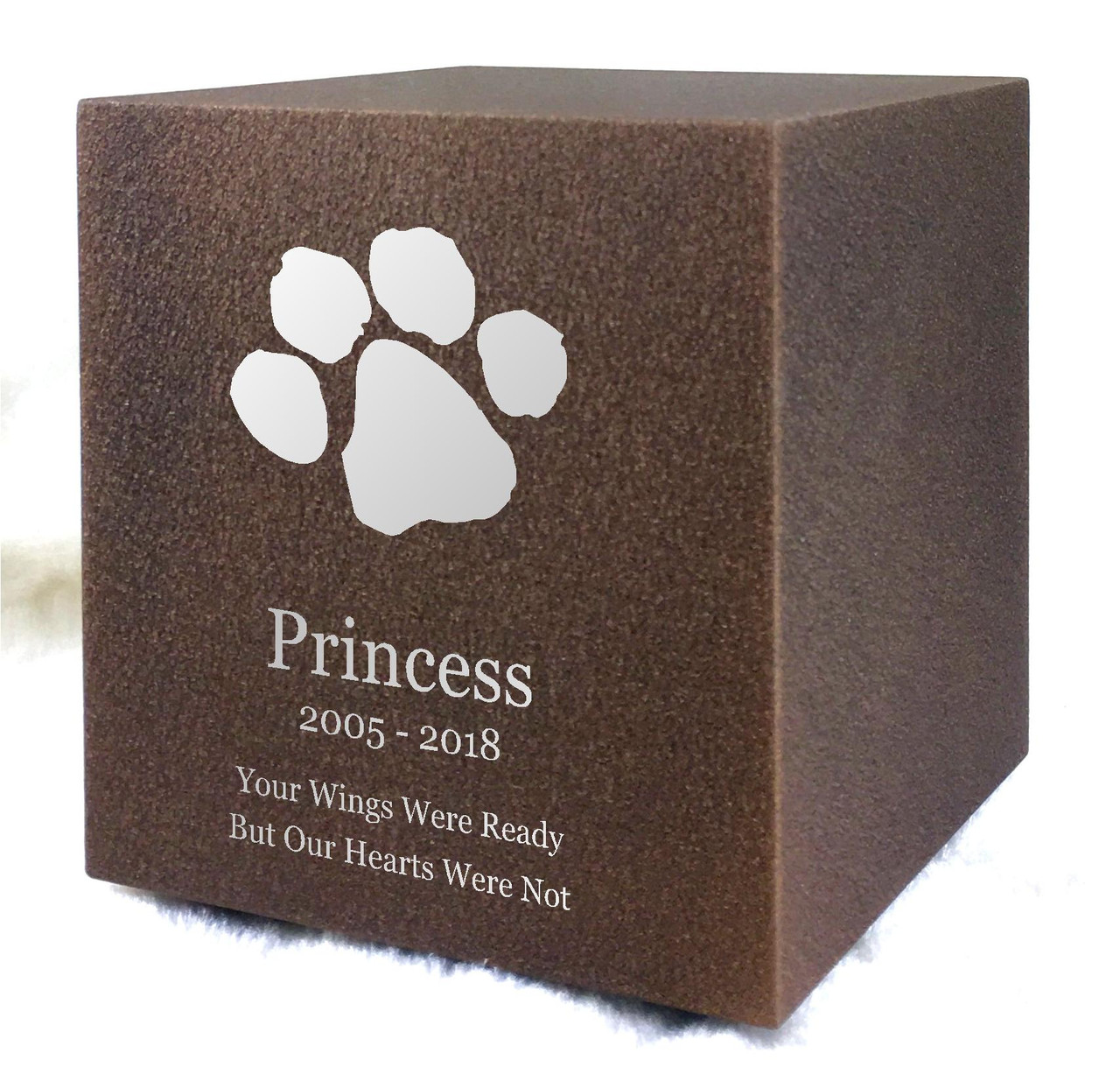 PERSONALIZED DL Custom Engraved Paw Cremation Urn Vault by Amaranthine Urns, made in the USA