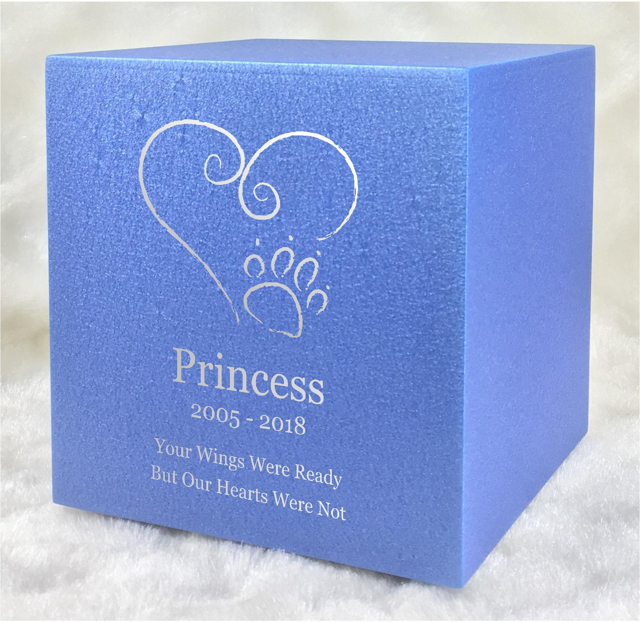 PERSONALIZED DL Custom Engraved Heart with Paw Cremation Urn Vault by Amaranthine Urns, made in the USA