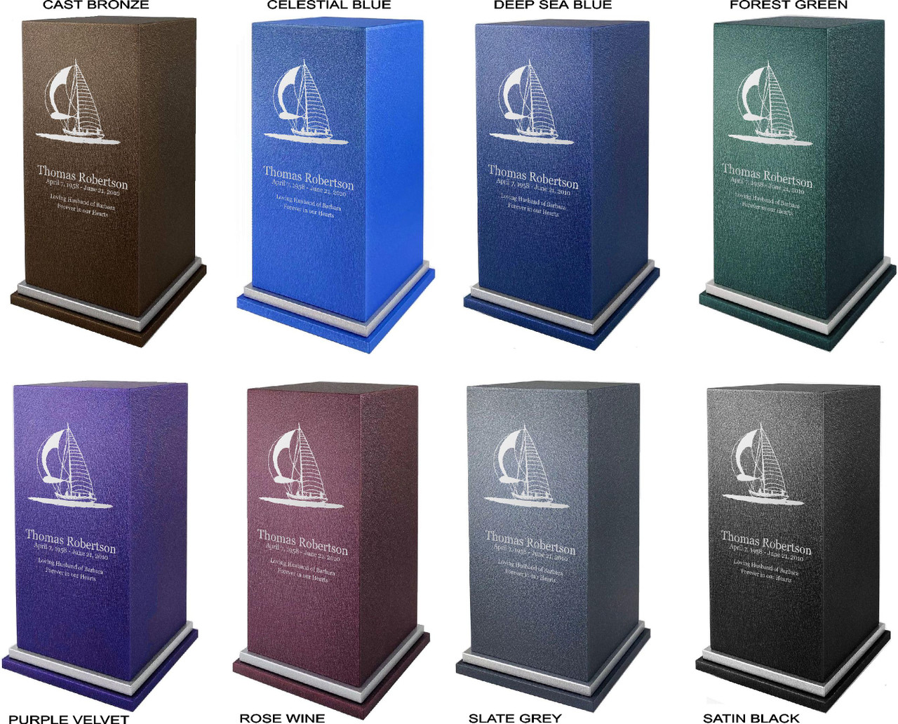 PERSONALIZED SE Custom Engraved Boating Cremation Urn Vault by Amaranthine Urns, made in the USA