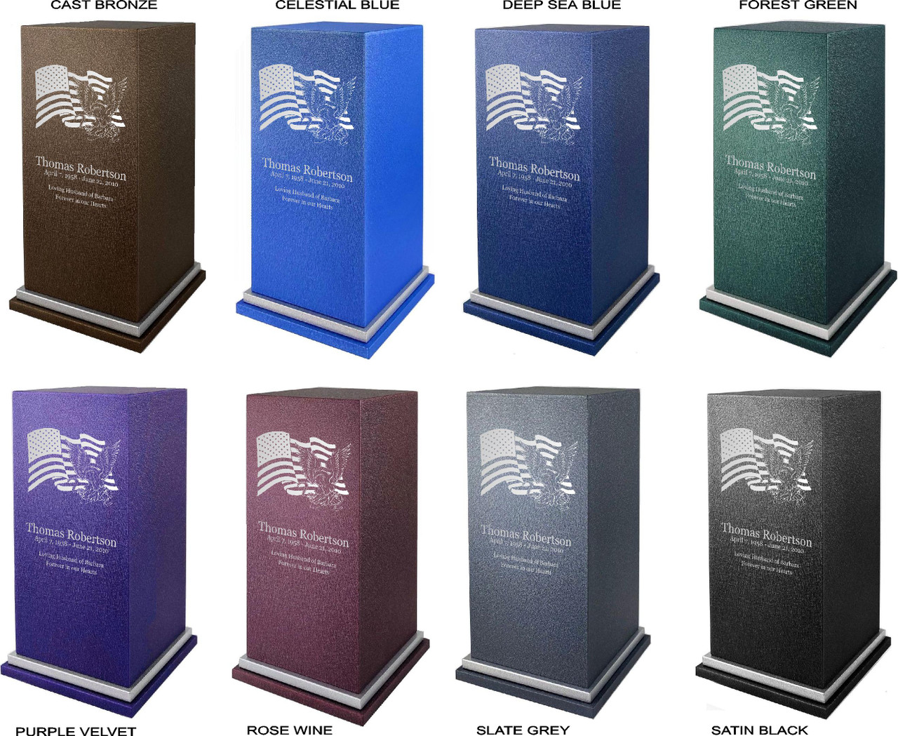 PERSONALIZED SE Custom Engraved Freedom Cremation Urn Vault by Amaranthine Urns, made in the USA