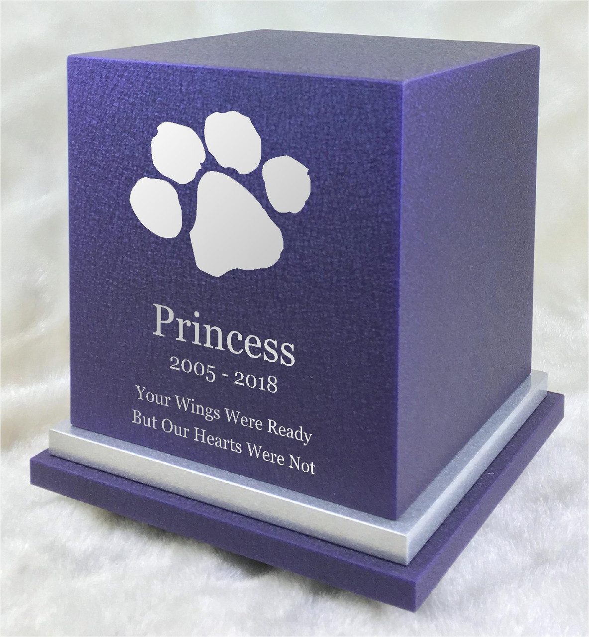 PERSONALIZED SE Custom Engraved Paw Cremation Urn Vault by Amaranthine Urns, made in the USA