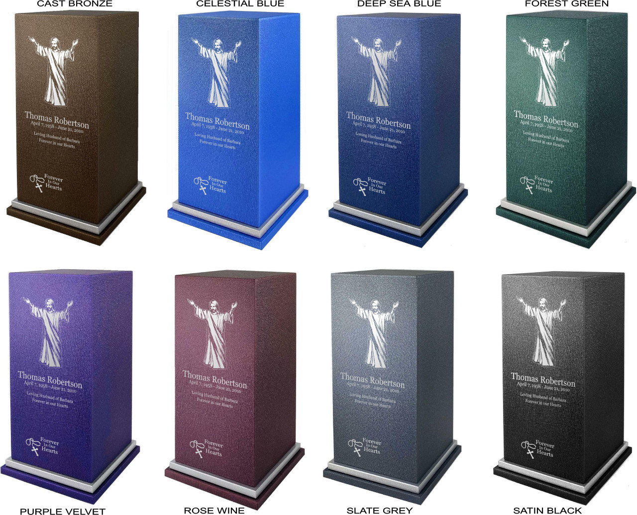 PERSONALIZED SE Custom Engraved Jesus Christ Cremation Urn Vault by Amaranthine Urns, made in the USA