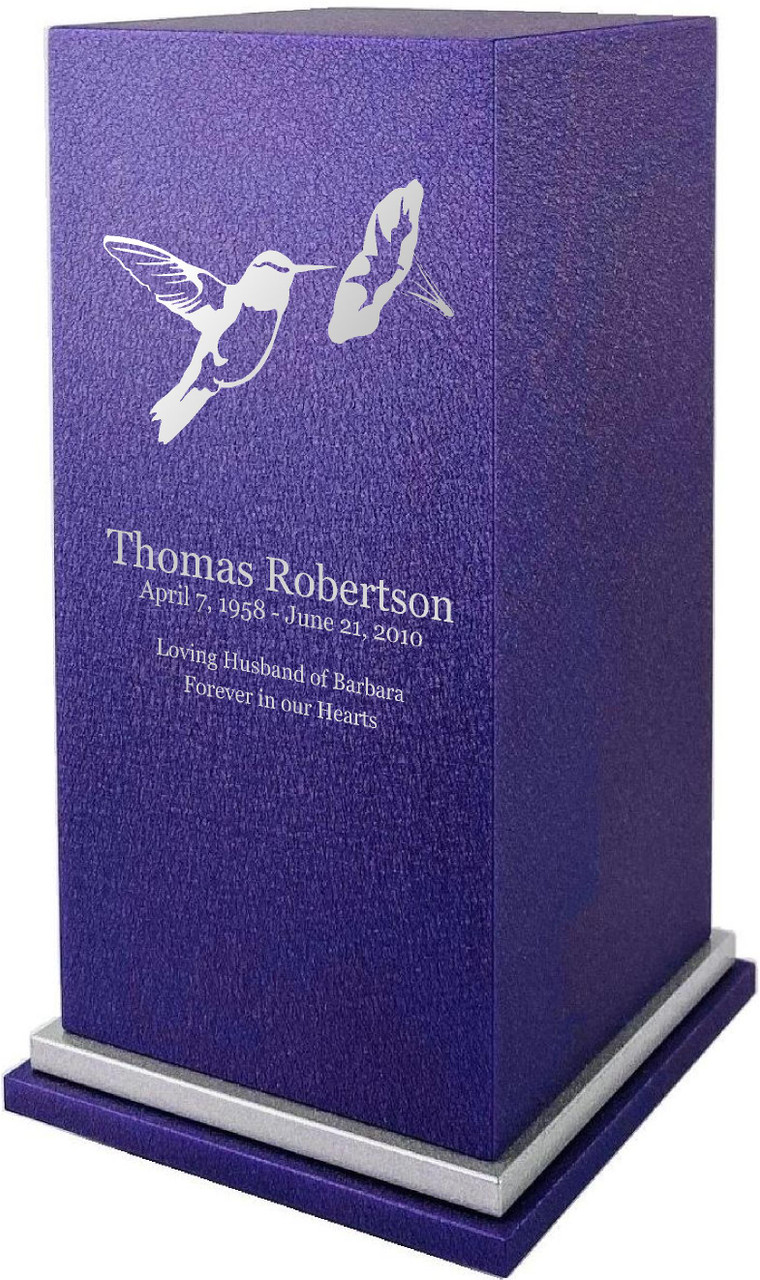 PERSONALIZED SE Custom Engraved Hummingbird Cremation Urn Vault by Amaranthine Urns, made in the USA