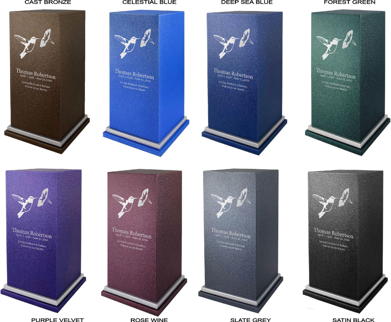 PERSONALIZED SE Custom Engraved Hummingbird Cremation Urn Vault by Amaranthine Urns, made in the USA