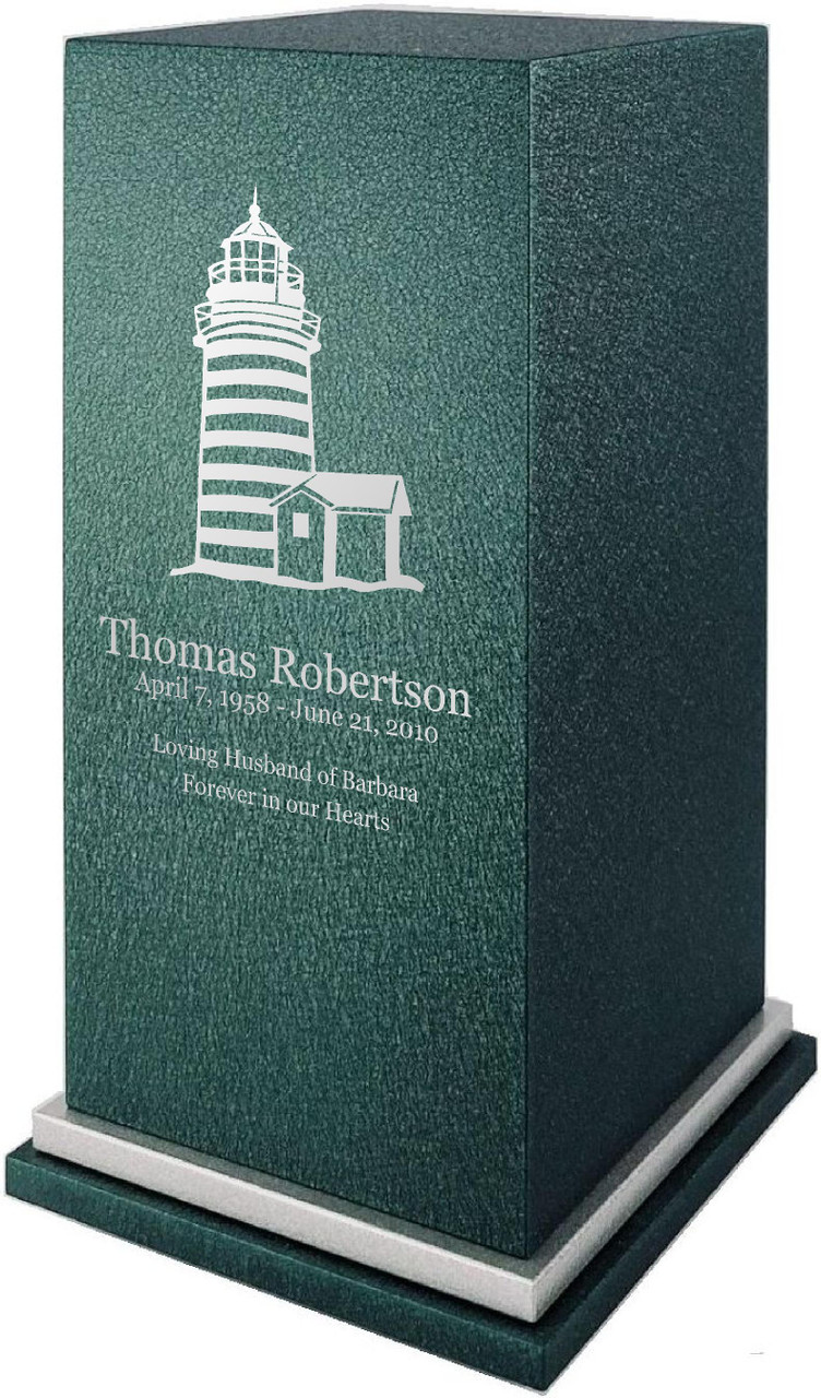 PERSONALIZED SE Custom Engraved Light House Cremation Urn Vault by Amaranthine Urns, made in the USA