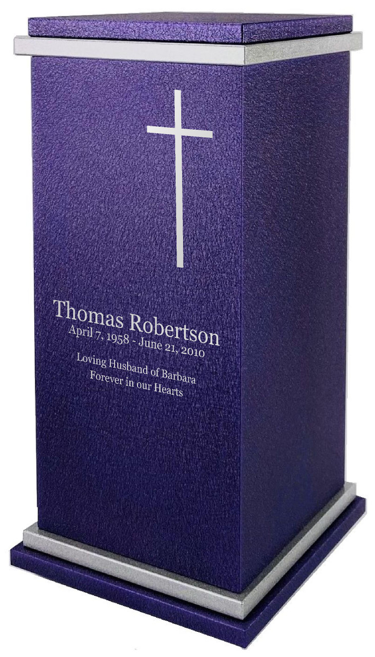 PERSONALIZED RG Custom Engraved Cross Cremation Urn Vault by Amaranthine Urns, made in the USA