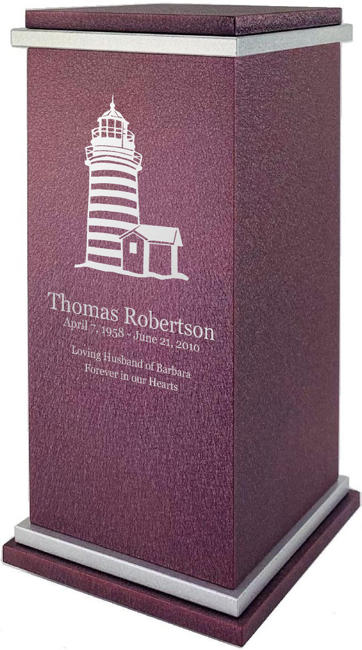 PERSONALIZED RG Custom Engraved Light House Cremation Urn Vault by Amaranthine Urns, made in the USA