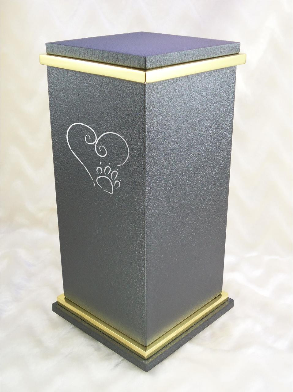 PERSONALIZED RG Custom Engraved Heart with Paw Cremation Urn Vault by Amaranthine Urns, made in the USA