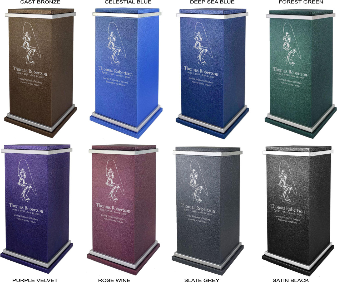 PERSONALIZED RG Custom Engraved Fisherman Cremation Urn Vault by Amaranthine Urns, made in the USA