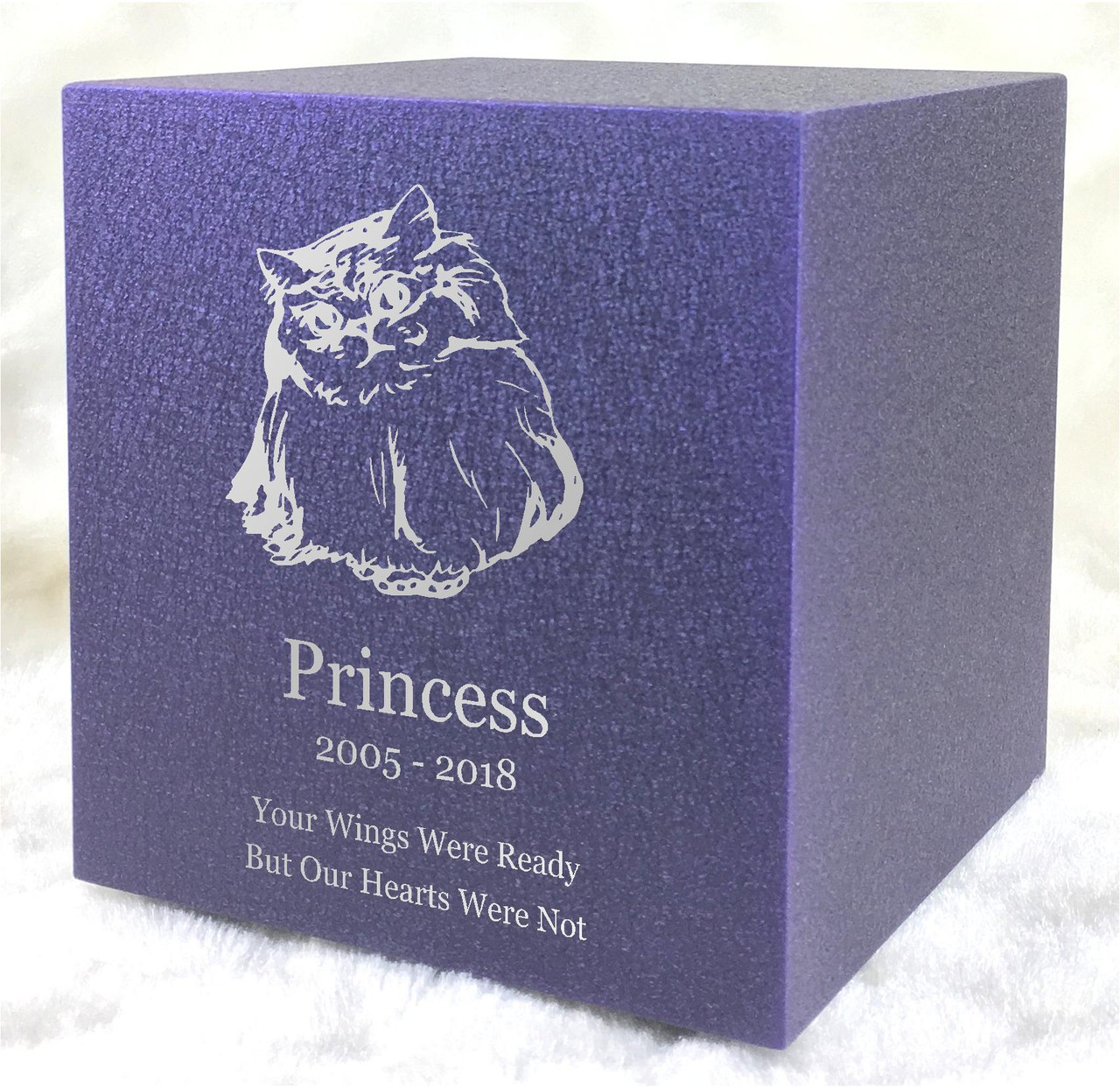 PERSONALIZED DL Custom Engraved Persian Cat Cremation Urn Vault by Amaranthine Urns, made in the USA