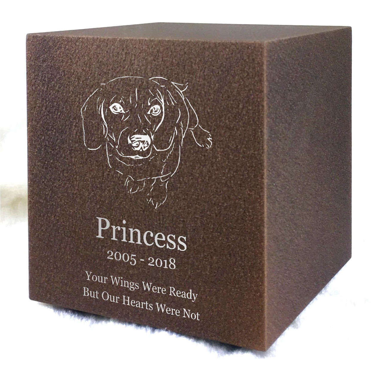 PERSONALIZED DL Custom Engraved Beagle Cremation Urn Vault by Amaranthine Urns, made in the USA